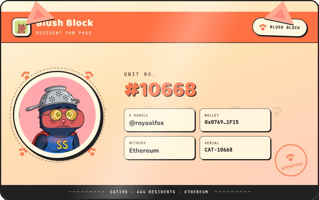 royaalfox's tweet photo. I completed my Cativo GTD WL application.

🔗 Apply: https://t.co/ENFpo9g9ma

444 Cativos are coming to Ethereum.

@CativoETH https://t.co/XPdjYsZuHV