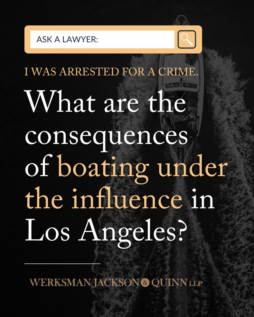 WJQM_LLP's tweet photo. Boating under the influence carries similar penalties to driving under the influence.

▪️First offense BUI (with no prior BUIs or DUIs within the previous seven years) is a misdemeanor offense, potentially punishable by a county jail sentence of up to six months and fines of up to $1,000. Most first-time BUI offenders are sentenced to informal probation and DUI education.
▪️Prior offenders with a BUI or DUI within the previous seven years could possibly be sentenced to one year in jail and $1,000 in fines. It is more likely that the sentence will be formal or informal probation and 18 to 30 months of DUI education.
▪️Misdemeanor BUI may be eligible for pretrial diversion. If granted and successfully completed, pretrial diversion results in dismissal of the charges.
▪️BUI with injuries is a wobbler, meaning it can be charged as a misdemeanor or a felony, at the discretion of the prosecution, depending on any priors and the extent and severity of the injuries. Felony BUI is punishable by a prison sentence of up to one year and fines of up to $5,000. Aggravated felony BUI involving serious injury or death of another person can carry up to 10 years in prison.

In addition to criminal penalties, a BUI conviction can result in driver’s license or commercial vessel license suspension or revocation. It also leaves you with a permanent criminal record, which can impact future opportunities for employment, housing, education, and professional standing.

If you have been charged with BUI, our experienced Los Angeles boating under the influence defense lawyers at Werksman Jackson & Quinn LLP can fight for the best possible outcome by negotiating with the prosecution, filing pre-trial motions, and defending you in court.

Learn more by visiting our website.

https://t.co/P2JmzflL2L

#WerksmanJacksonandQuinn #CriminalLaw #LALawyers #LosAngelesLawyer #CriminalDefense