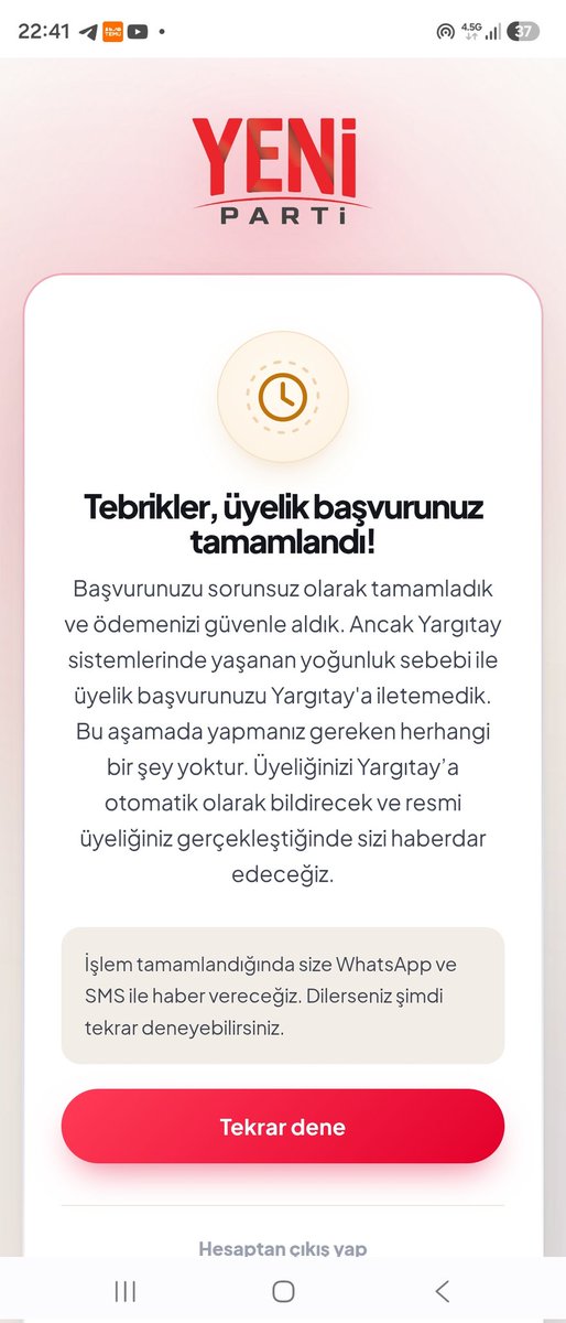 senolsenyer's tweet photo. @cenginyurt52 @yenipartiyiz @eczozgurozel @cenginyurt52 Sayın Vekilim. Yolunuz, yolumuz açık olsun.Üyeliğimi tamamladım çok şükür. Allah utandırmasın. https://t.co/J7bVlon4jr