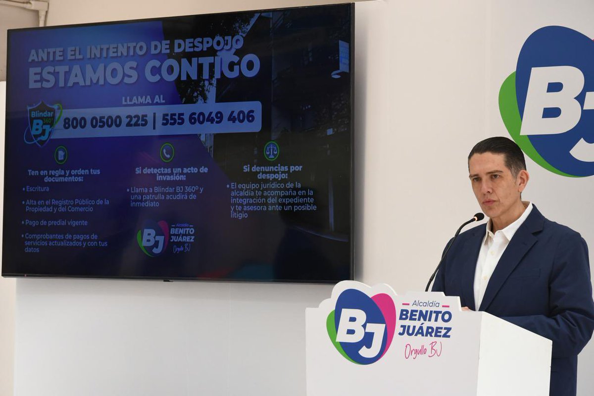 BJAlcaldia's tweet photo. Ante casos de despojo, en Benito Juárez estamos para proteger, cuidar y acompañar a nuestros vecinos: alcalde Luis Mendoza.
#Comunicado:
🔗 https://t.co/MrPXpimyj1 https://t.co/JFo3Rr7nhT