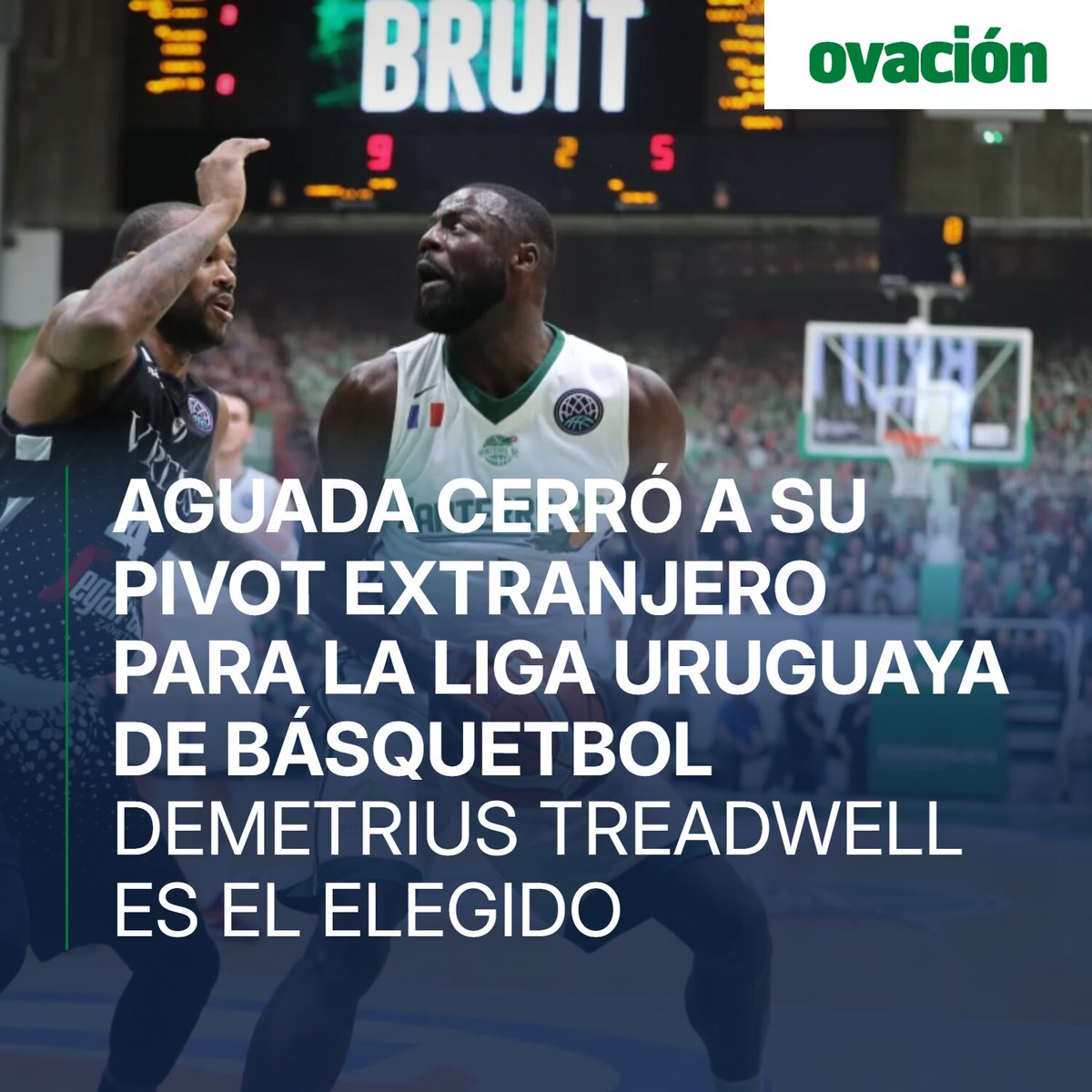 ovacionuy's tweet photo. 👉 Aguada cerró a su segundo extranjero.

🏀 El rojiverde confirmó a Demetrius Treadwell como su pivot para disputar la Liga Uruguaya de Básquetbol 2026-27 y la Basketball Champions League Americas.

🔗 Encontrá la nota en @Ovacion · 𝗹𝗶𝗻𝗸 𝗲𝗻 𝗯𝗶𝗼 https://t.co/HPCGxxr5mF