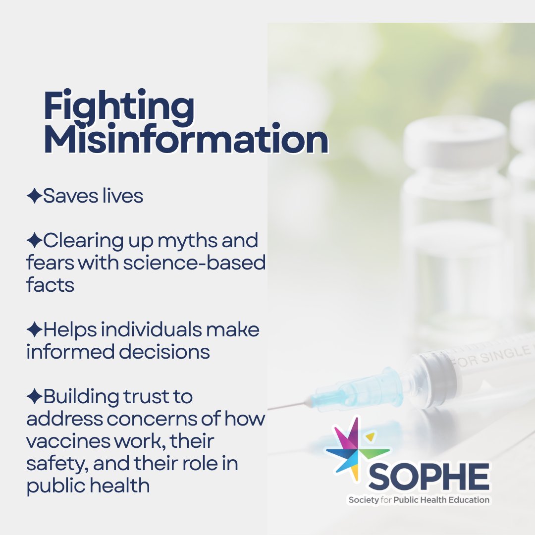 SOPHEtweets's tweet photo. Vaccination is essential to global public health and saves millions of lives each year. National Immunization Month is August. 💉

💬 How can we involve patients in shared decision-making about vaccines?

#NationalImmunizationMonth #Vaccines #PublicHealth #SOPHE https://t.co/CStOfbMkFf