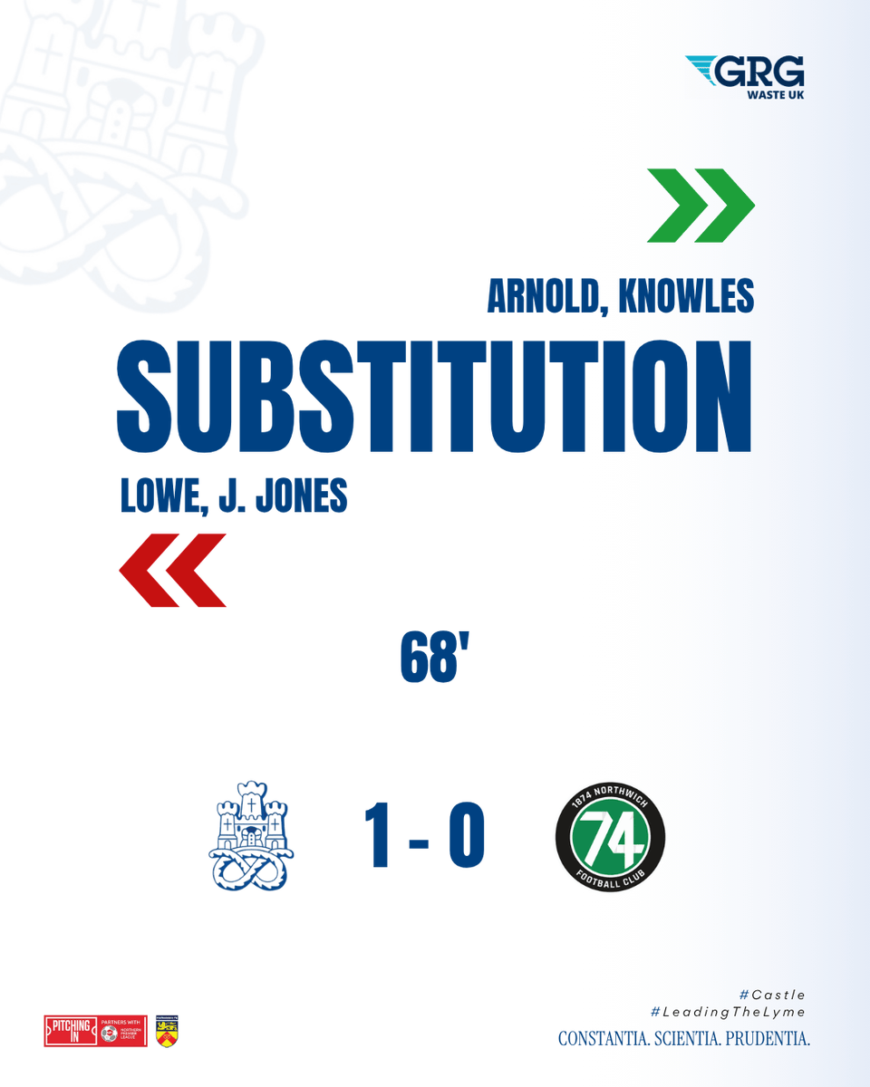 NewcastleTownFC's tweet photo. 68' SUBSITITUTION

Will Arnold ON
Callum Knowles ON

Drew Lowe OFF
Joel Jones OFF

#CastleLive | 🏰 1 - 0 🟢⚫️ https://t.co/odsQK7XP9z