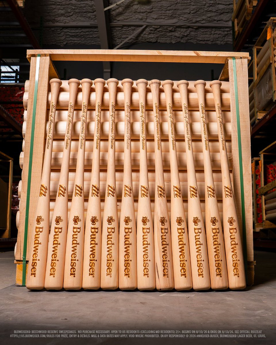 budweiserusa's tweet photo. ⚾ YOU COULD WIN AN AUTHENTIC @MLB BEECHWOOD BAT ⚾️​
​
Enter to win an @MLB authenticated Marucci baseball bat that was used to age Budweiser Beechwood Reserve. 
Use #BudBeechwoodReserve ​#Sweepstakes to enter. https://t.co/Zd0vXNOyH9