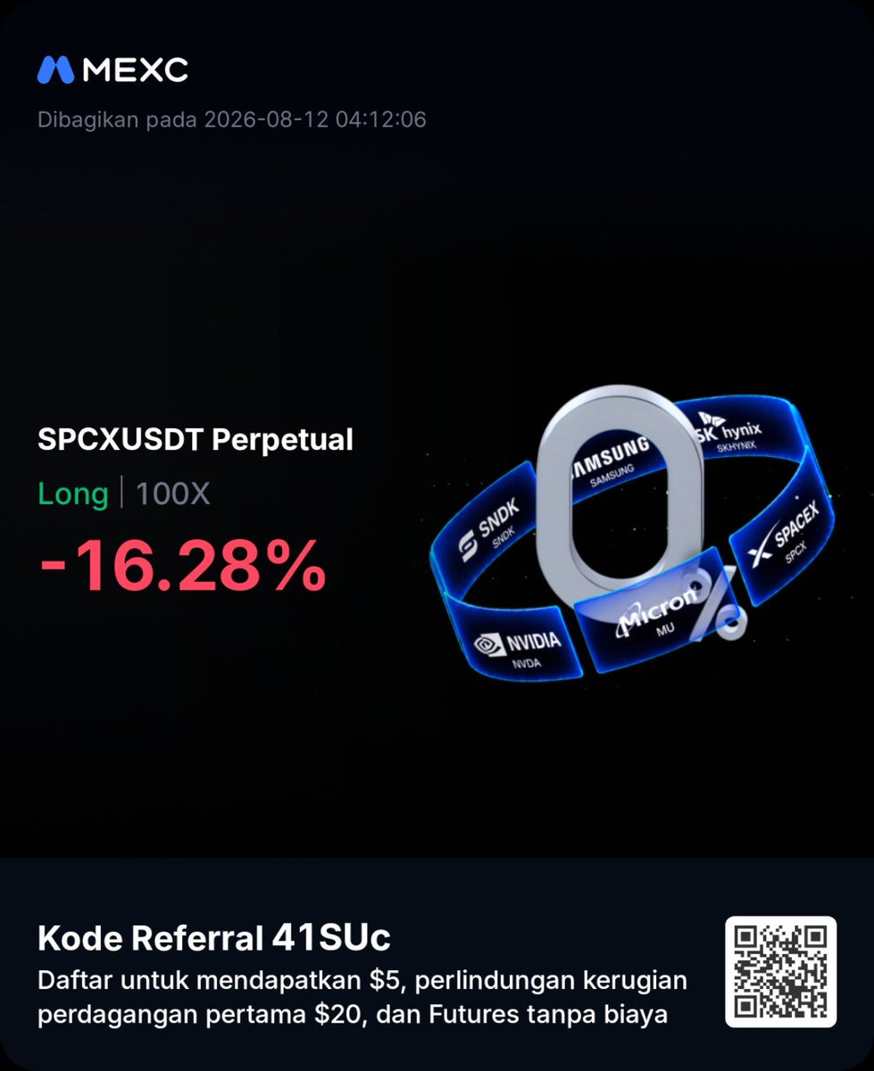 reysxzc's tweet photo. @MEXC @usithetalk US STOCK 👍
$SPCX 😭

#MEXC0808 #MEXC0FEE #MEXCSTOCK 

UID: 99941447 https://t.co/FxjIK1jq85