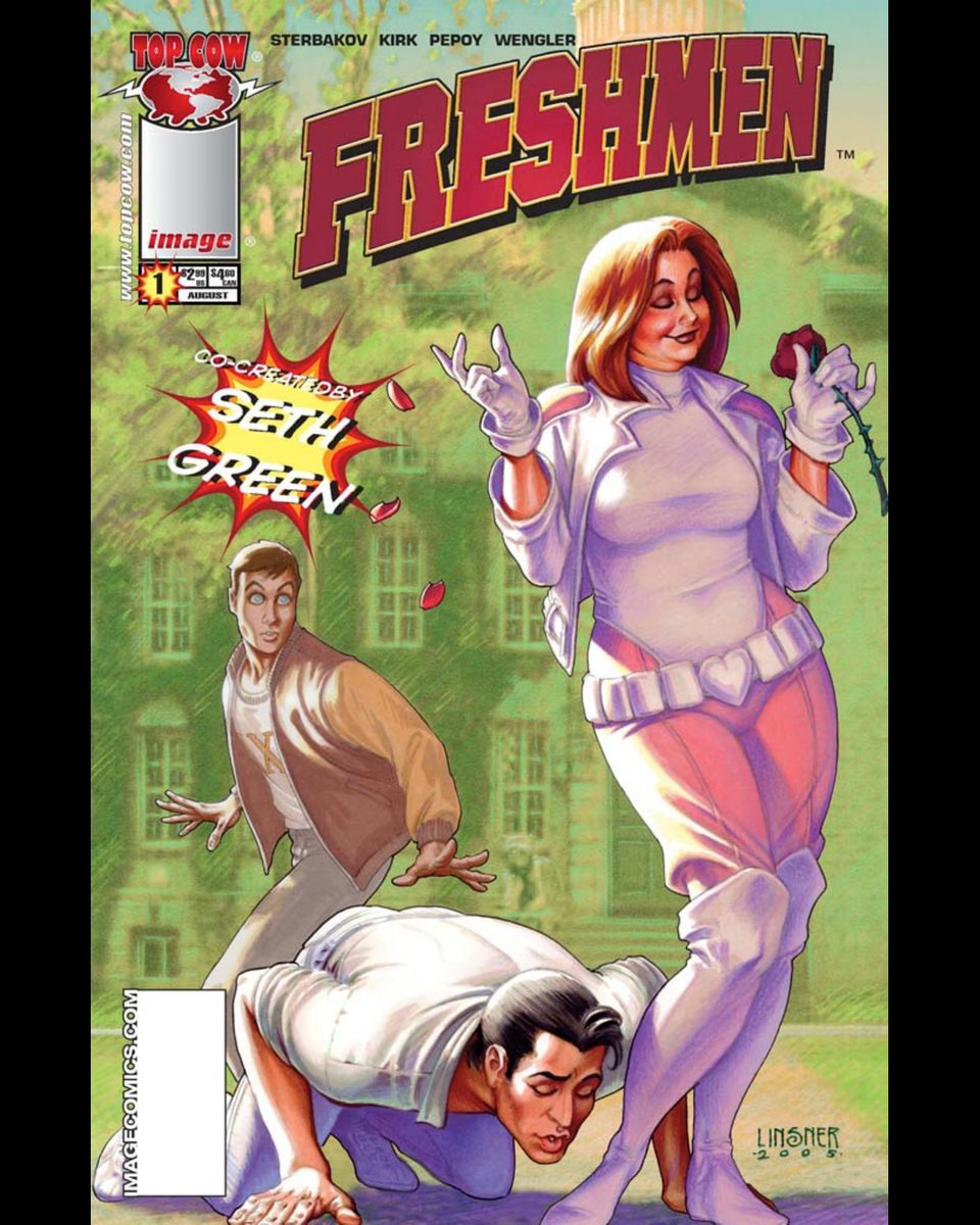 TopCow's tweet photo. READ FRESHMEN 1 FREE!

Before Seth Green returns to comics for the 20th anniversary of FRESHMEN, see where it all began!

A bizarre lab accident gives a group of college students superpowers based on whatever they were thinking about at the moment of the explosion. What could possibly go wrong?

READ FRESHMEN 1 FREE:
https://t.co/bM5iLvcdmI

Then pre-register for the FRESHMEN 20th Anniversary Kickstarter, featuring the complete collection AND an all-new story from Seth Green and Hugh Sterbakov!

https://t.co/up5lNb62Sf

#Freshmen #SethGreen #HughSterbakov #TopCow #Kickstarter #FreeComics @Marc_Silvestri @topcowmatt @Darkhugh @RocketshipEnt