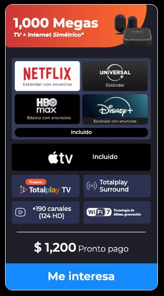 ocruzdev's tweet photo. está bien curiosito @totalplaymx  con sus paquetes publicados en su webpage, el paquete de 1000mbps con Netflix, Universal+, HBO Max, Disney+ y Apple TV es más $600 pesos mas barato que el que solo incluye Apple TV. Todo lo demás es idéntico. https://t.co/MUeNPhihj0