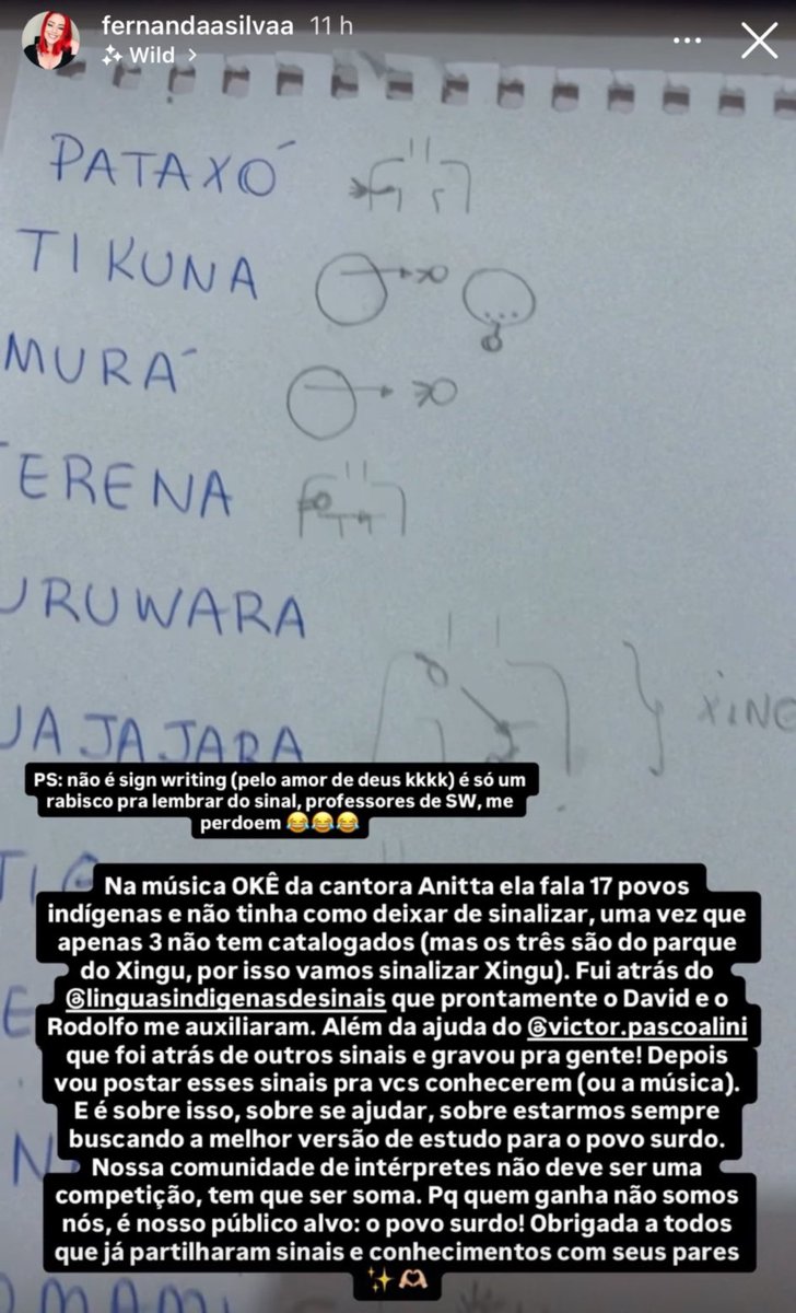 anittafocuss's tweet photo. FOFA! 🥹 A intérprete de Libras da EQUILIBRIVM TOUR compartilhou um story estudando os sinais de cada povo originário citado em “OKÊ”. https://t.co/6Jj8UcABdq