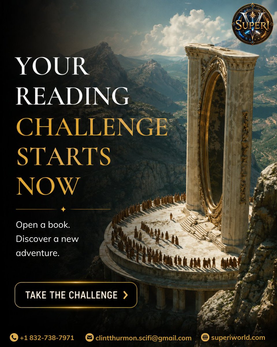 ClintSciFi's tweet photo. 📖 Your reading challenge starts now.

Open a book. Discover a new adventure. Step into a world waiting to be explored. ✨

🌐 https://t.co/VGCgS0XEYs

#SUPERI #ReadingChallenge #EpicFantasy #FantasyBooks #FantasyReaders https://t.co/Y5Fu5peApf