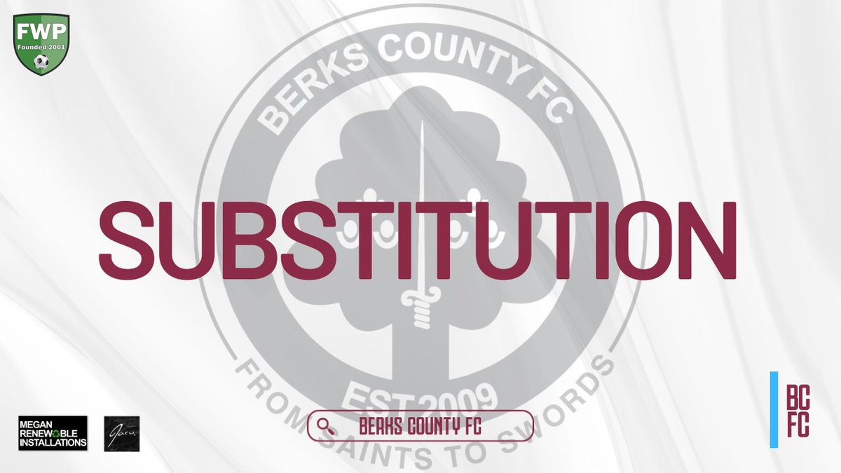 berkscountyfc's tweet photo. SUB: Kajubi Kalamzi replaced Michael Daley (82') https://t.co/3WjMK9xWjn