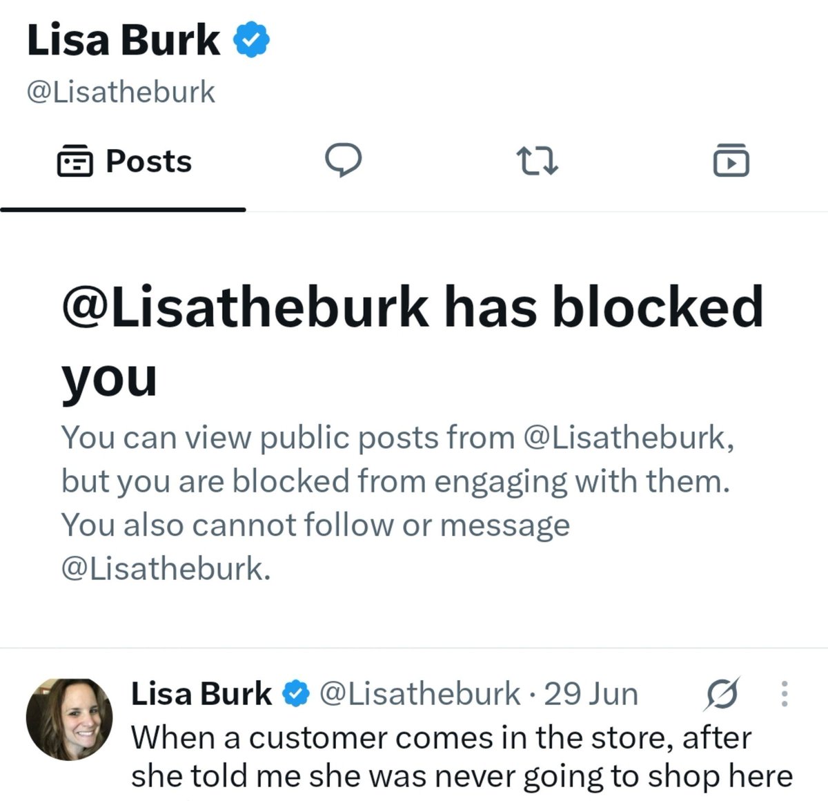 RCBricks's tweet photo. @Lisatheburk Why did you respond then block immediately afterwards like a coward @Lisatheburk? Are you not confident in your words? Have no actual rebuttal or defense?

Screenshot below how embarrassing. Got ya! Thanks for confirming our point. 😭😭☠️ https://t.co/8pBL8qAufp