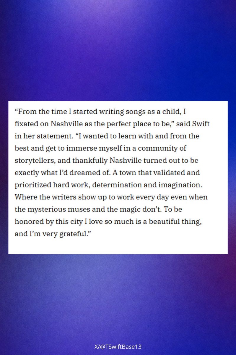 TSwiftBase13's tweet photo. Taylor Swift will be inducted into the Nashville Songwriters Hall of Fame, making history as the youngest songwriter ever to receive the honor. She also shared a letter reflecting on the achievement. https://t.co/VcgOZT8SQr