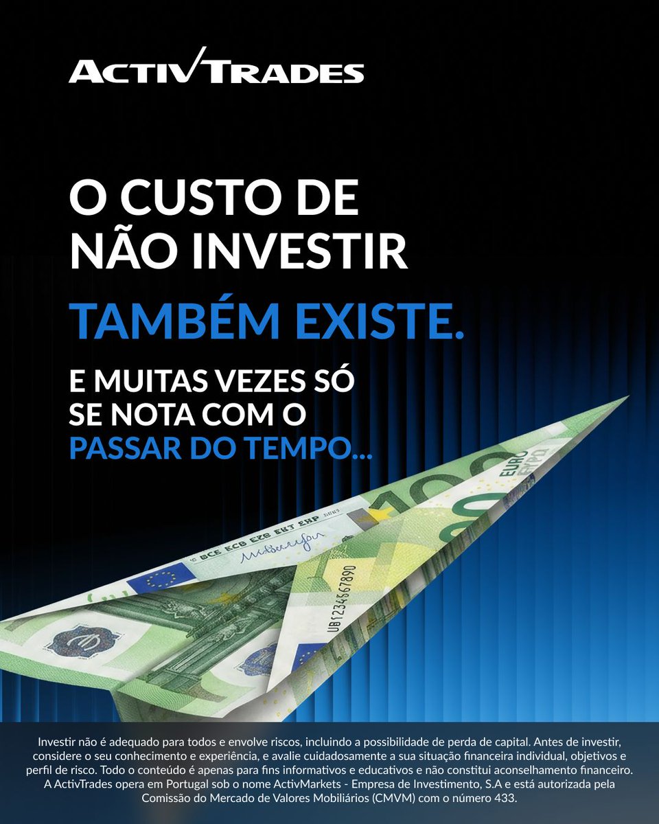 Activtrades_pt's tweet photo. Não investir também tem um custo. 📉 Com o tempo, a inflação reduz o poder de compra. Na ActivTrades, acreditamos que aprender vem antes de investir.

💬 Qual é o maior desafio para começar a investir?

#ActivTrades #Investimento https://t.co/kTajESKHMd