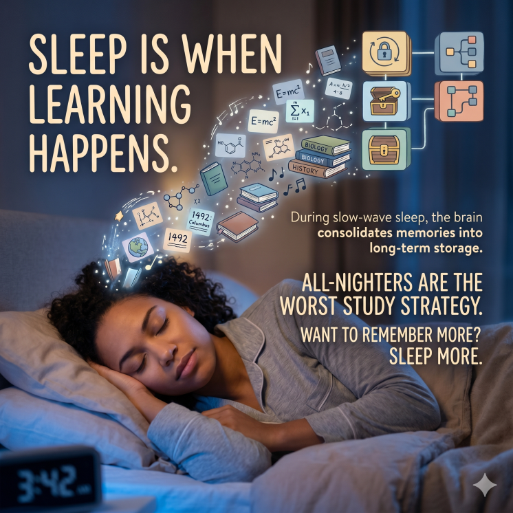 MeridianPublish's tweet photo. Sleep is when learning actually happens.
During slow-wave sleep, the brain replays the day's experiences and consolidates them into long-term memory. Without it, the studying you did yesterday partly doesn't take.
Want to remember more? Sleep more.
#Sleep #Learning #Memory #Study https://t.co/icLzc6JAn0