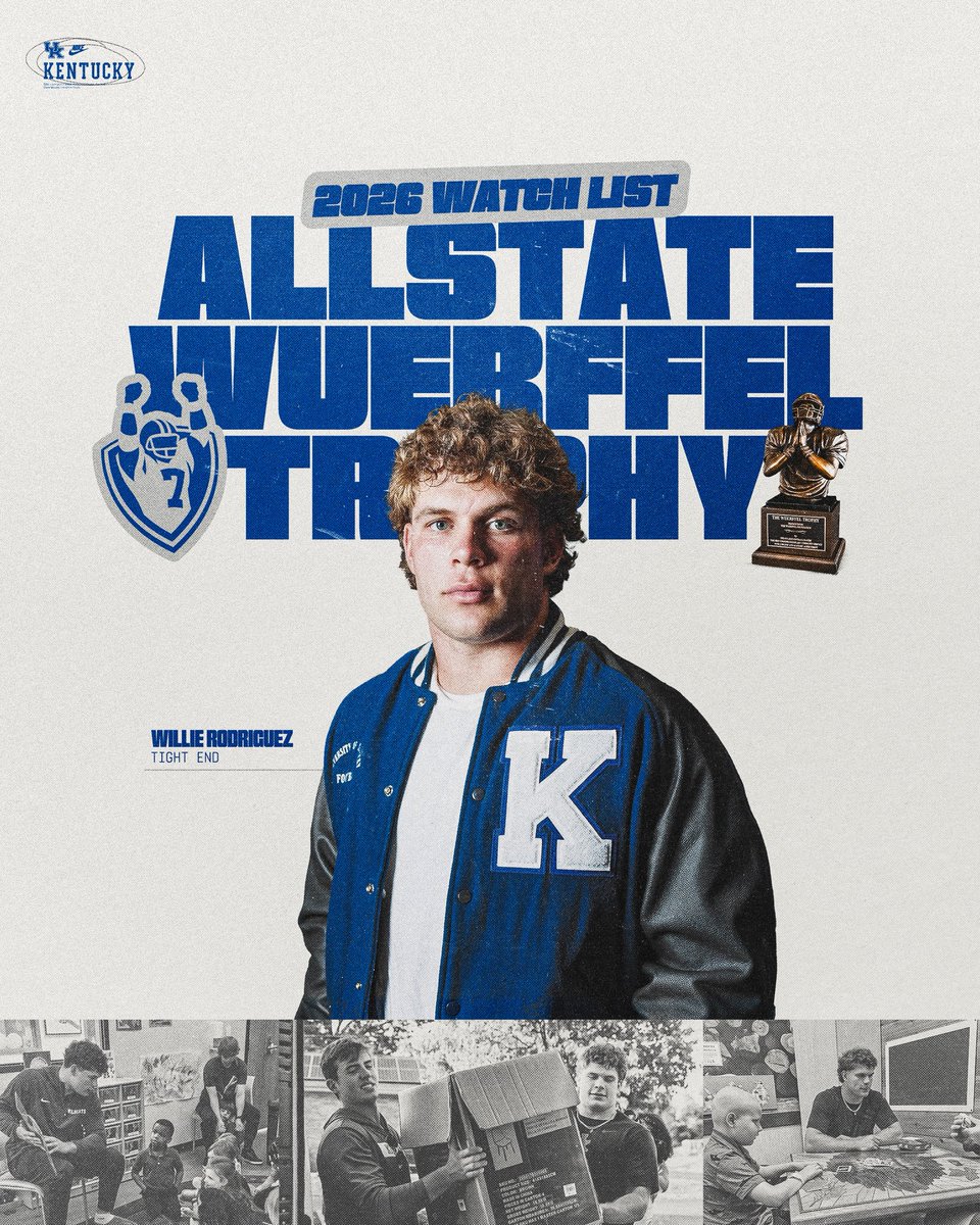 UKFootball's tweet photo. Succeeding in the community and the classroom. Willie’s on the 2026 Wuerffel Trophy Watch List 👀 

🗞️: https://t.co/VGeAr86BZm https://t.co/GSnJQCdG8u