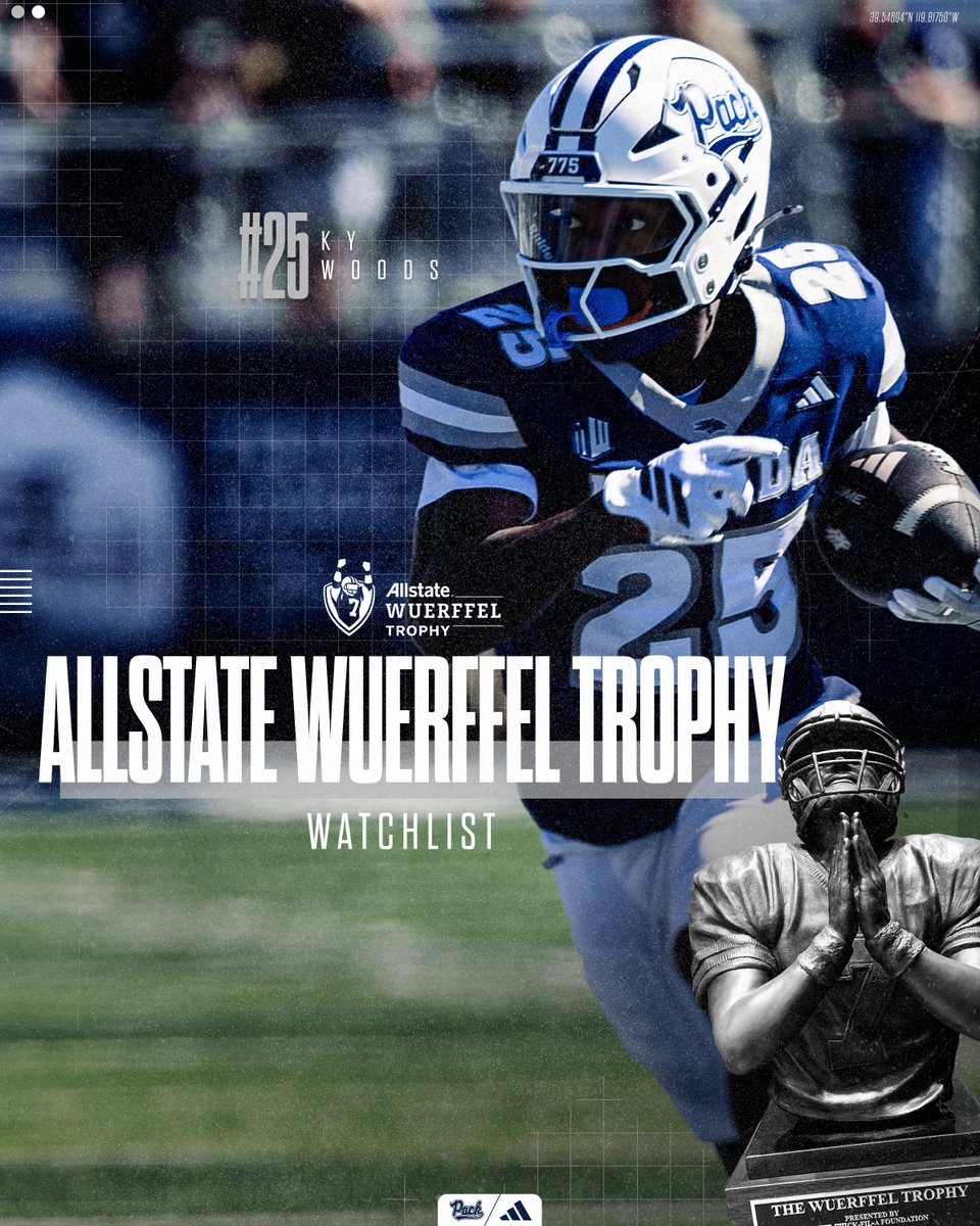 NevadaFootball's tweet photo. @KyWoods28 x Allstate Wuerffel Trophy Watchlist 🐺

#BattleBorn https://t.co/NKOQ0Lt1DJ