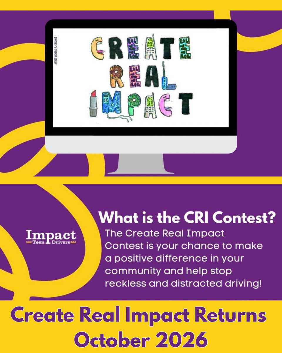impactdrivers's tweet photo. Peer-to-peer messaging has been a core tenet of Impact Teen Drivers since our inception. The Create Real Impact Contest is one way we gather, uplift, and share student voices. Contest returns October 2026!

#100SafestDays #PeerToPeer #CreateRealImpact https://t.co/r7bXIJFpKJ