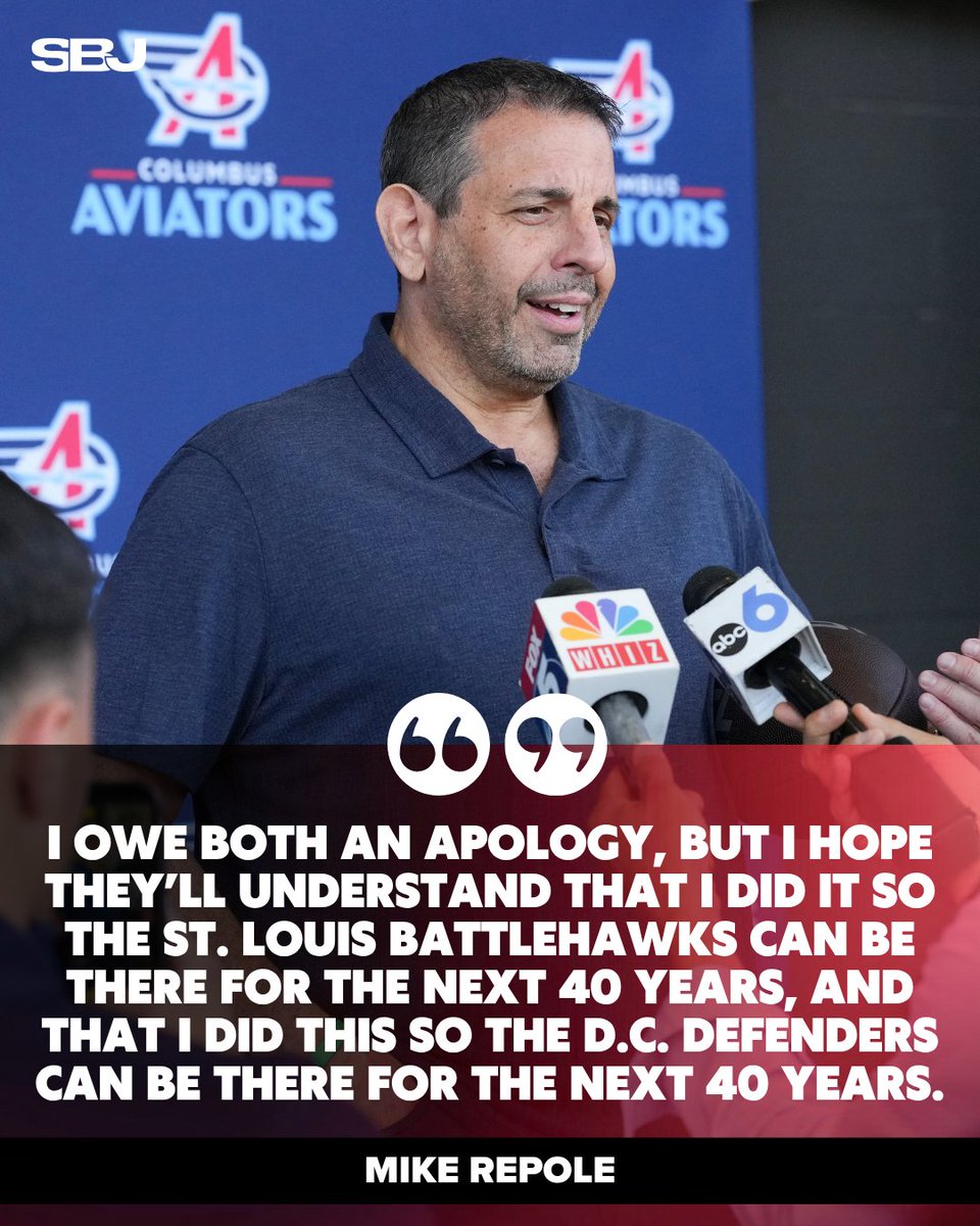 SBJ's tweet photo. The UFL will increase spending on local business-side payroll and marketing for the St. Louis Battlehawks and D.C. Defenders after attendance declines in 2026. 

The league shifted resources toward launching new markets in Louisville, Columbus and Orlando.

MORE: https://t.co/NJuTRWW9uH