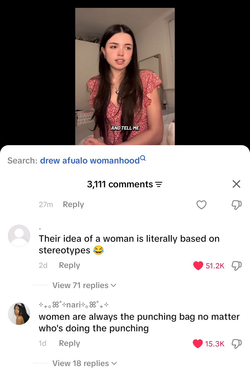 muscledyke's tweet photo. almost want to shake drew afualo 's hand. she's inadvertently woken up SO many women to the misogyny of trans identified males, and in turn has made them realize how bioessentialist the movement is as a whole. thanks drew! https://t.co/H1ua29H6j8