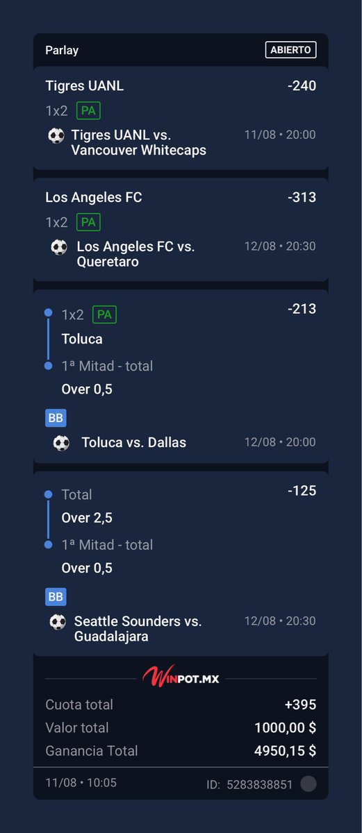 Unyuca's tweet photo. Leagues Cup 🇲🇽🇺🇸

[+395]

Último parley de la leagues cups vamos a aprovechar la necesidad de ganar de los primeros 3 equipos.

Seattle y Chivas espero que ya sin presión tengan un espectáculo de goles. https://t.co/S4xXJe5YUs