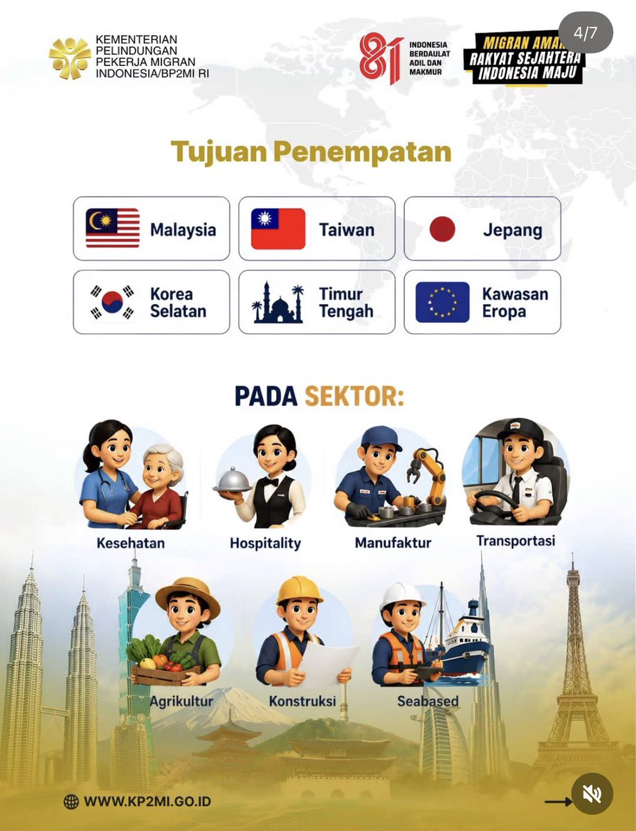 genzcorporation's tweet photo. Program Pelatihan dan Sertifikasi Resmi dan Gratis untuk Persiapan Kerja Ke Luar Negeri. Terbuka untuk seluruh Warga Indonesia‼️

- Tujuan penempatan: Malaysia, Taiwan, Jepang, Korea Selatan, Timur Tengah dan Kawasan Eropa
- Sektor: Kesehatan, Hospitality, Manufaktur, Transportasi, Agrikultur, dll.

Pendaftaran dibuka mulai besok 12 Agustus - 16 Agustus 2026. Cek info detailnya disini:
