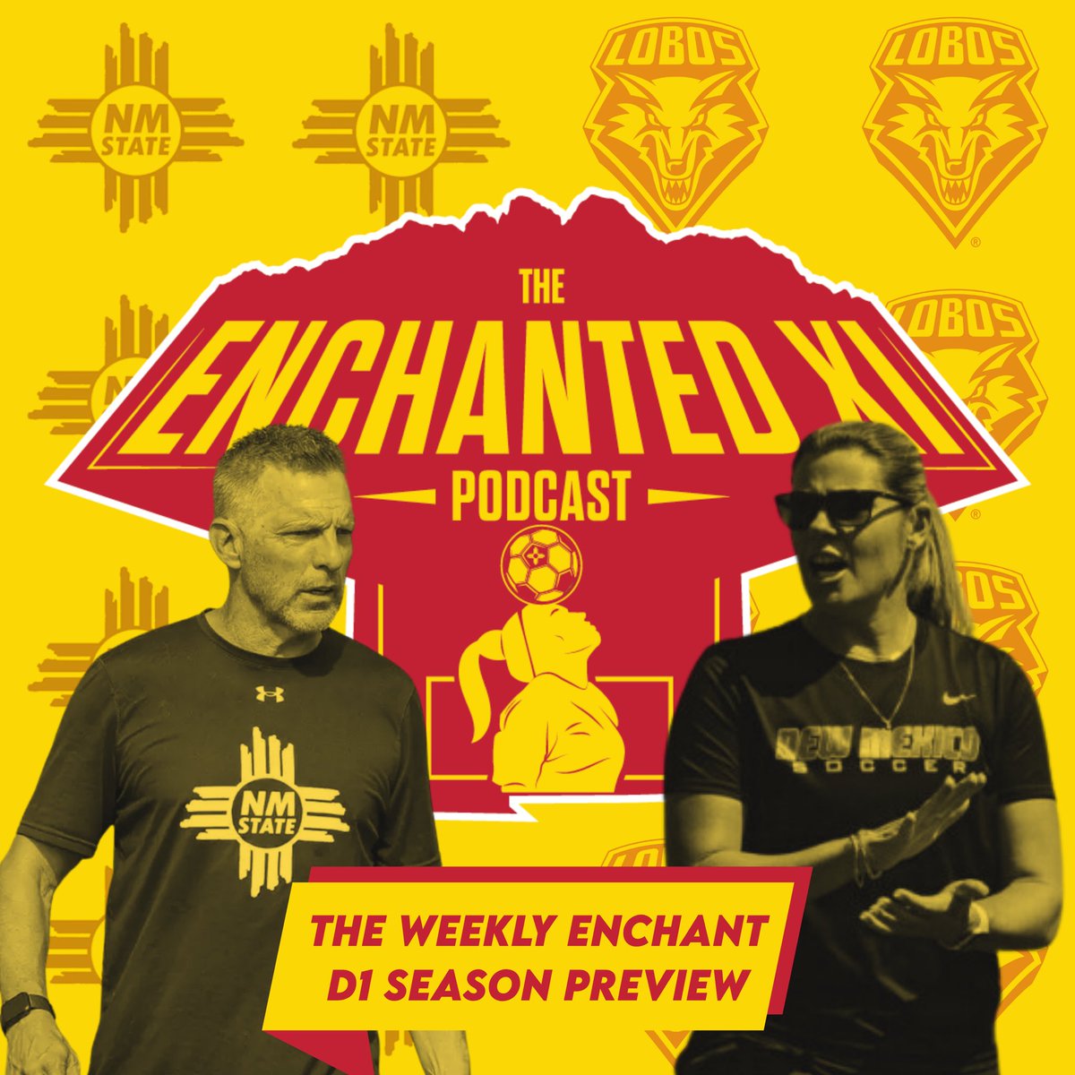 SeekandStrikeNM's tweet photo. Chris Walker and Patrick Baca are back with #TheWeeklyEnchant of #TheEnchantedXI.
On Ep1, @UNMLoboWSoccer @NMStateWSoc #PreviewSeries
💼new personnel
🏃♀️new incoming class
🖼️new season outlooks
NM rivalry derby? UNMvsNMSU, ENMUvsNMHU #LaCopaEncantada
https://t.co/6std7pjEXp https://t.co/pwn3jCd1n2