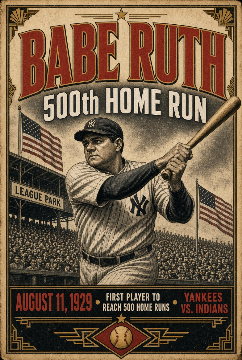 FrontierBBL's tweet photo. On this day in 1929…
Babe Ruth became the first player in MLB history to hit 500 home runs.
League Park, Cleveland. One swing. Immortality.
The Sultan of Swat forever.
#BabeRuth #500HRs #ThisDayInBaseball #Yankees https://t.co/Z2RDOVYe85
