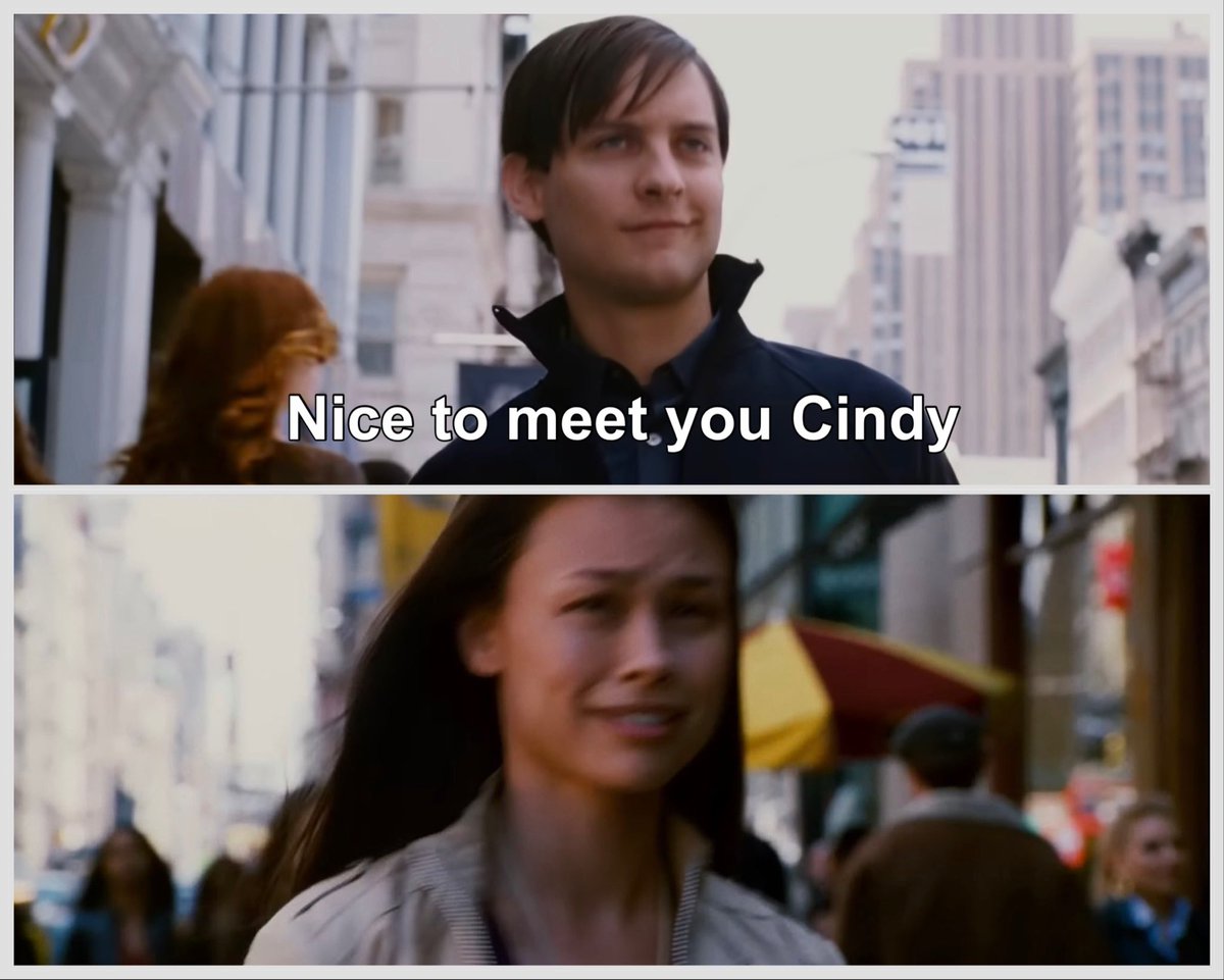 Runbash66's tweet photo. If Sam Raimi and Kevin Feige really wanted to, they can reveal that this lady was Silk all along in Spider-Man 3 https://t.co/7PdxIrLgsa