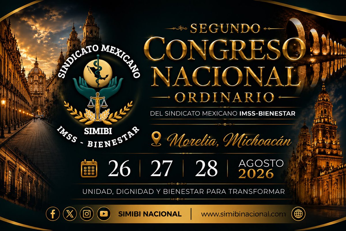 SIMIBICEN's tweet photo. 𝐒𝐄𝐆𝐔𝐍𝐃𝐎 𝐂𝐎𝐍𝐆𝐑𝐄𝐒𝐎 𝐍𝐀𝐂𝐈𝐎𝐍𝐀𝐋 𝐎𝐑𝐃𝐈𝐍𝐀𝐑𝐈O del  𝐒𝐢𝐧𝐝𝐢𝐜𝐚𝐭𝐨 𝐌𝐞𝐱𝐢𝐜𝐚𝐧𝐨 𝐈𝐌𝐒𝐒-𝐁𝐢𝐞𝐧𝐞𝐬𝐭𝐚𝐫 (𝐒𝐈𝐌𝐈𝐁𝐈). 
📷 𝐌𝐨𝐫𝐞𝐥𝐢𝐚, 𝐌𝐢𝐜𝐡𝐨𝐚𝐜𝐚́𝐧
📷 𝟐𝟔, 𝟐𝟕 𝐲 𝟐𝟖 𝐝𝐞 𝐚𝐠𝐨𝐬𝐭𝐨 𝐝𝐞 𝟐𝟎𝟐𝟔 https://t.co/ENCpn3HdiX