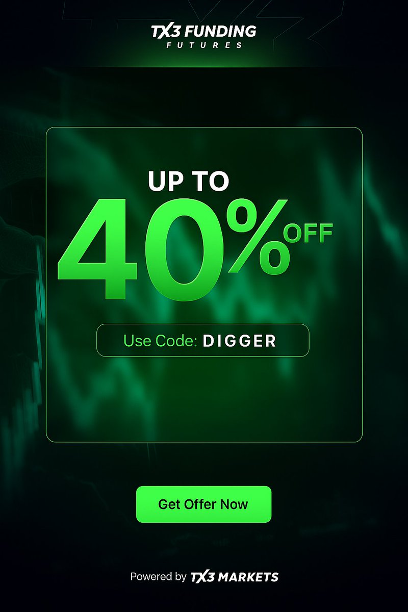 PropPromos's tweet photo. 🎁TX3 Funding Futures - Up To 40% OFF With ✅Coupon - DIGGER

“One Day. One Chance. Maximum Savings.”

#tx3fundingcouponcode #propfirmdiscountcode #forextrading #XAUUSD #PropFirm https://t.co/WkKSownubq