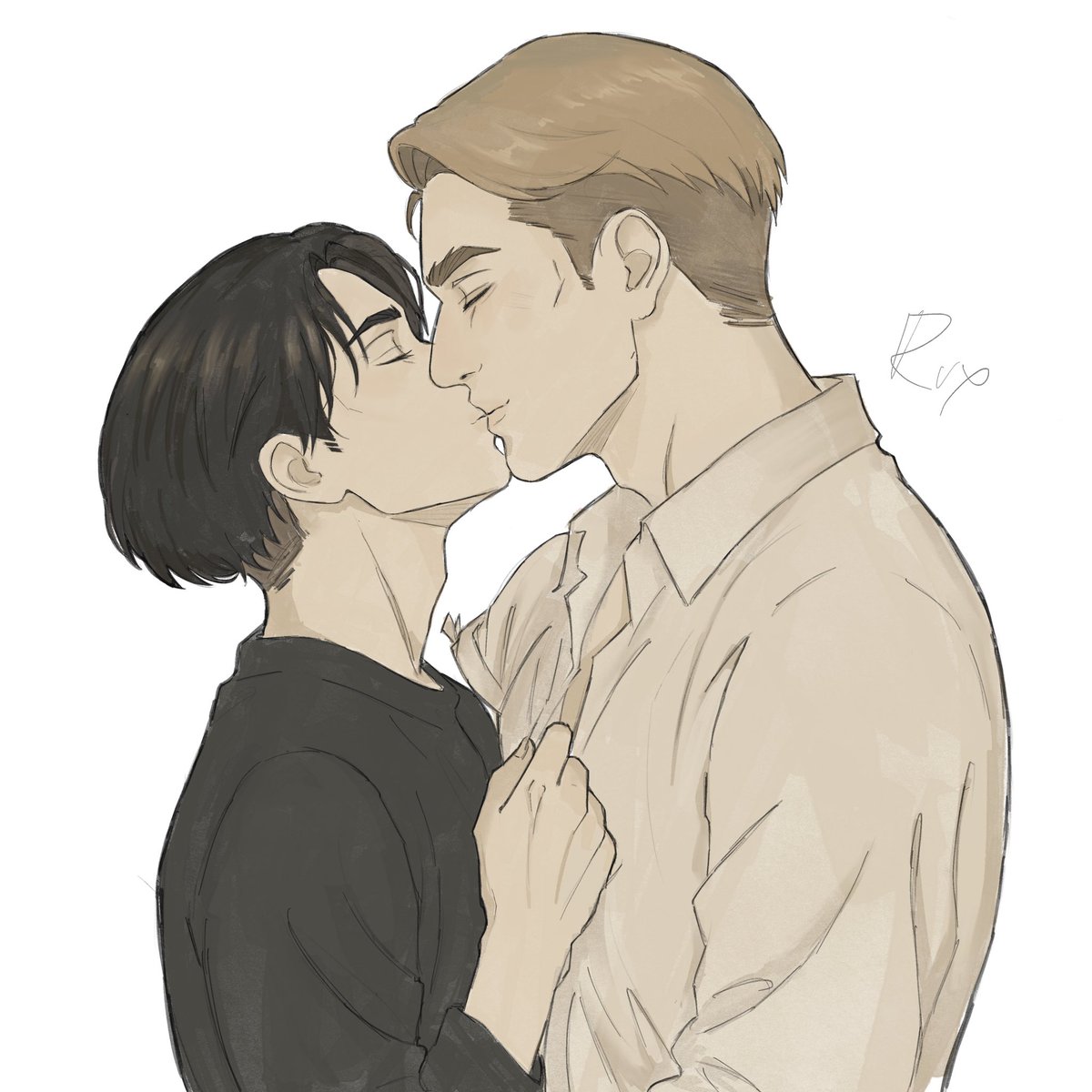 darisanrio's tweet photo. Morning kiss 💋 

 #eruri #AttackOnTitan https://t.co/j5TS5ttjJ5