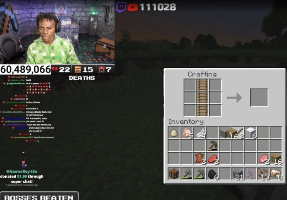 Kaimafiaupdates's tweet photo. iShowSpeed found unreleased recipes in Minecraft 😭💀 https://t.co/2ATkmX7uJp