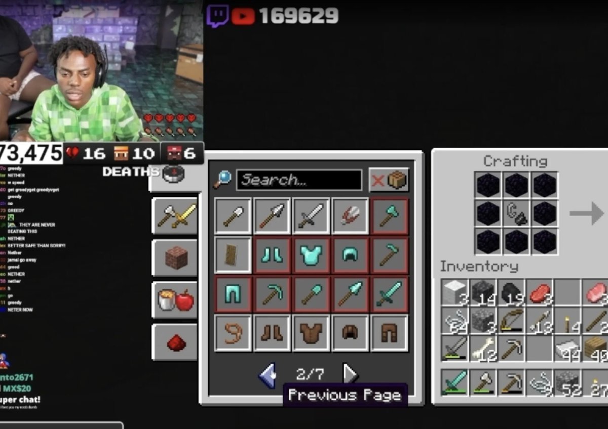 Kaimafiaupdates's tweet photo. iShowSpeed found unreleased recipes in Minecraft 😭💀 https://t.co/2ATkmX7uJp