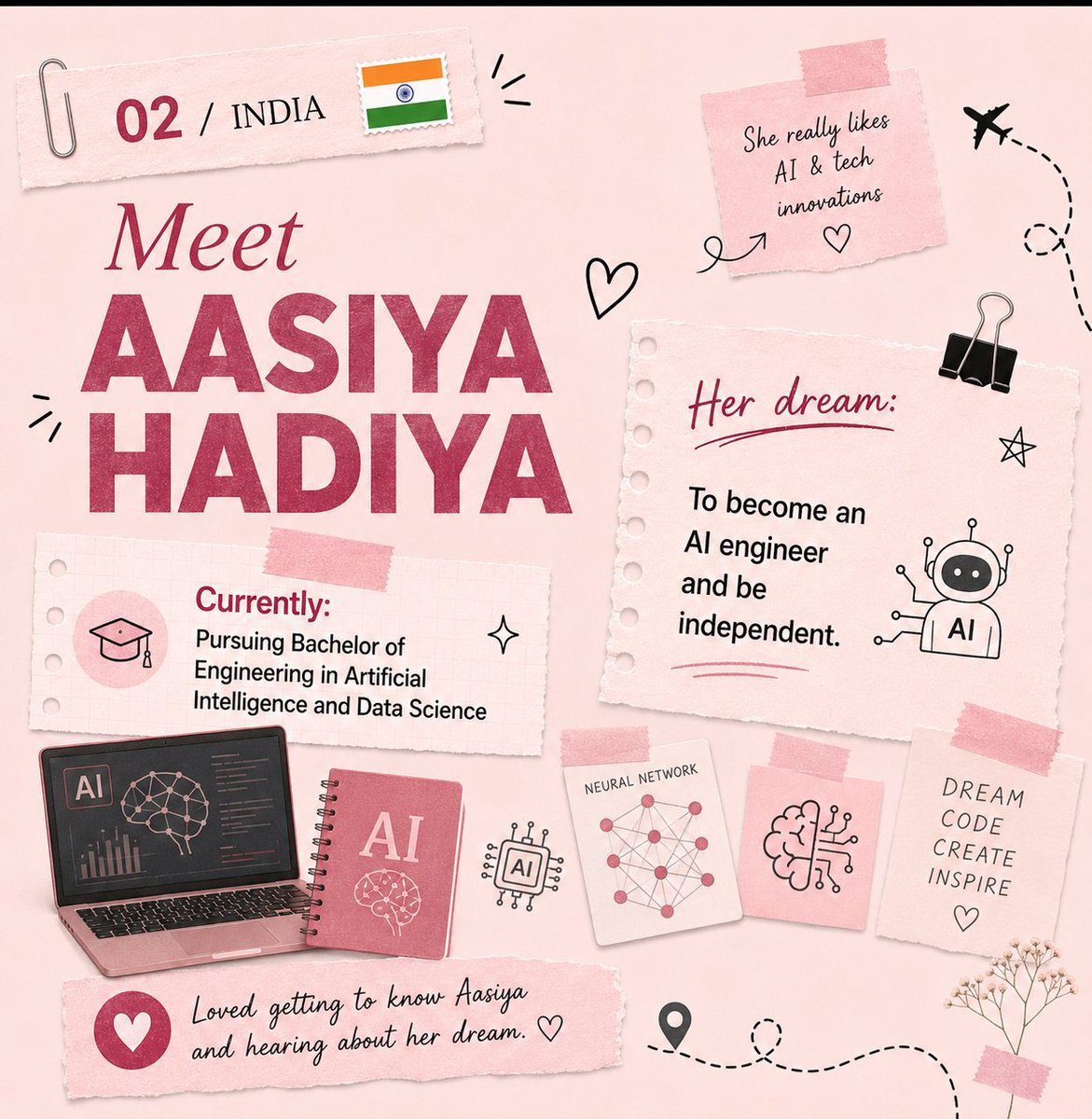 PrasiddhiMishra's tweet photo. GWY Fellowship 2.0 - Task: Meet the Community 🤝
Connected with 4 amazing girls from Colombia 🇨🇴, Texas 🇺🇸, India 🇮🇳 
Different countries, different dreams — one thing in common: the drive to build something that matters. ✨
#DoraDAO #GirlsWhoYap #GWYFellowship https://t.co/8Q60tsJUur