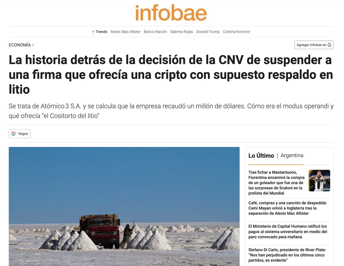 maxifirtman's tweet photo. El "Cositorto del Litio", como lo apodaron en los medios, suspendido por la CNV por presunta estafa en una cripto atada al litio usando el logo de CNV, anda en modo hostigador hace días pidiéndome "fuentes" de un hilo que publiqué hace un año con los hechos públicos que incluían detalles de la investigación de la CNV. 🤦‍♂️

El apodo en los medios era porque tenía muchas coincidencias con la Zoe Cash respaldada en "oro"; incluso se parece bastante la victimización que está haciendo ahora.

Bendiciones.