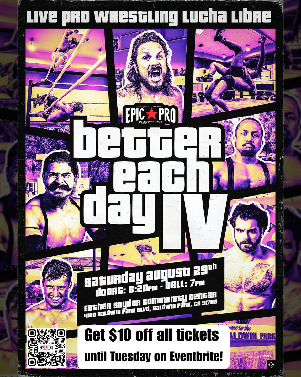 EpicProLA's tweet photo. 🚨SALE ALERT🚨

Get $10 off all tickets on Eventbrite for Better Each Day 4!

Sale ends at 8:00 PM tonight!

Limited BOGO tickets still available but going fast!

Don't miss out on this deal! Get it while it lasts!

🎟️ https://t.co/N25lRSTaXf https://t.co/OO1rGpaYuV