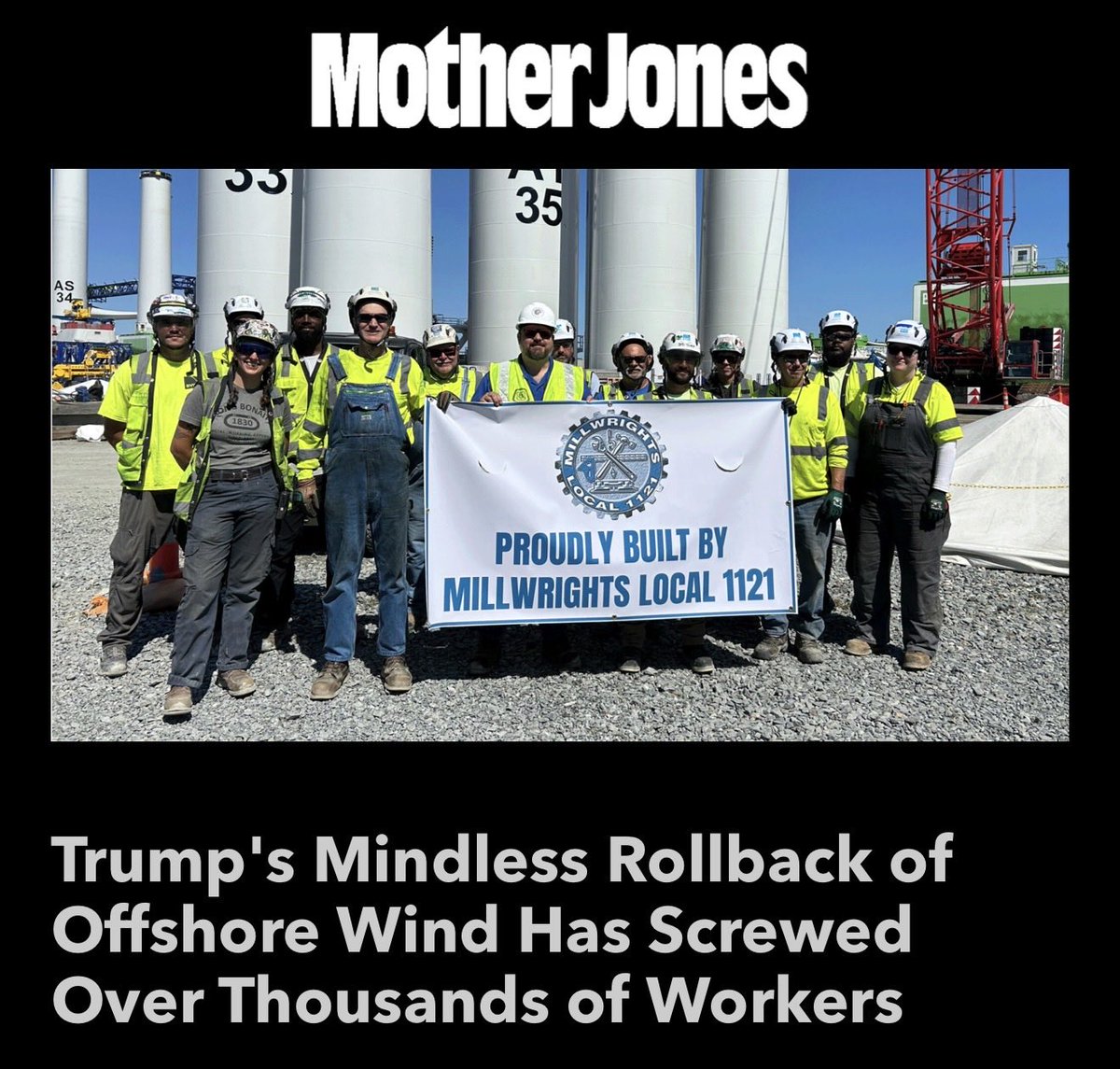 karlykingsley's tweet photo. At the time Trump was elected, the US was projected to build 39 gigawatts of offshore wind by 2035. By the end of his first year, experts had reduced the estimate to 6. States were counting on offshore wind to reduce utility bills. Thousands are out of careers. Are we great yet? https://t.co/WcfbjGtiez