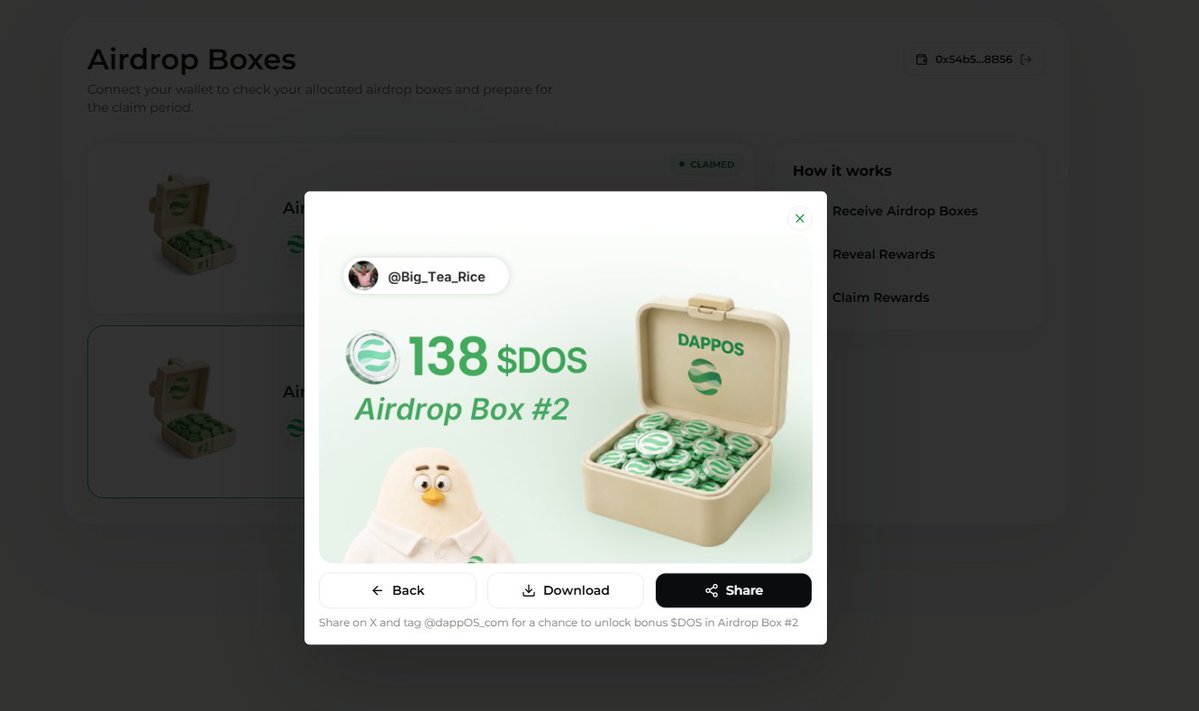 Big_Tea_Rice's tweet photo. Dappos 第二个空投箱可以开了!速领! ethereum:0x951f086a127e280724fd93ccc543f65065afeb5e
入口:https://t.co/tsRbbVy0cd
#Dappos @dappOS_com https://t.co/Vg5pfctLtK
