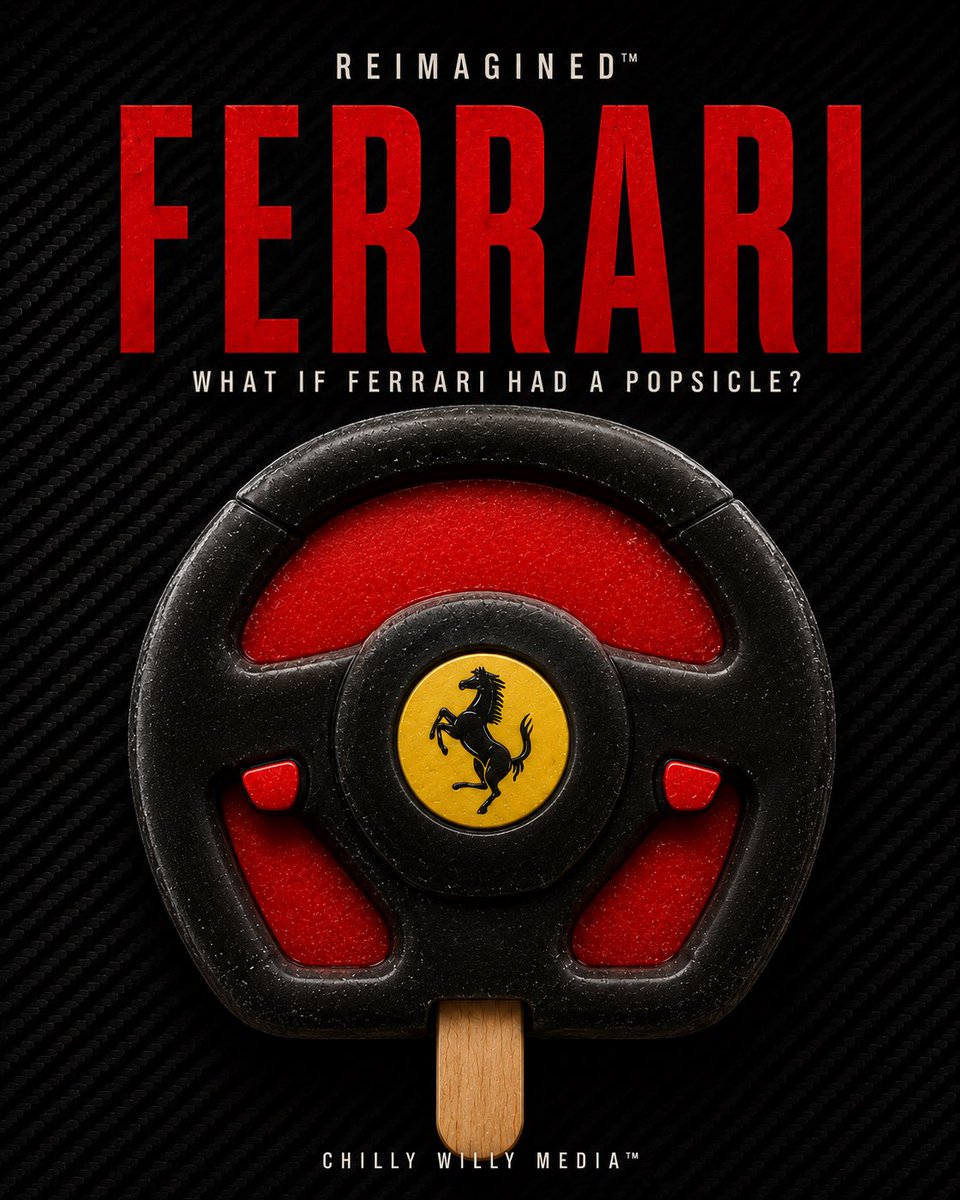 CHILLYWILLY_RI's tweet photo. REIMAGINED™ 003

What if Ferrari had a popsicle?

CHILLY WILLY REIMAGINES Ferrari’s most recognizable pieces of machinery into something made for the ice cream truck: the steering wheel.

#Ferrari #FerrariPopsicle #FerrariCars #ChillyWillyReimagined #ChillyWillyMedia https://t.co/ENFmBLyf2B