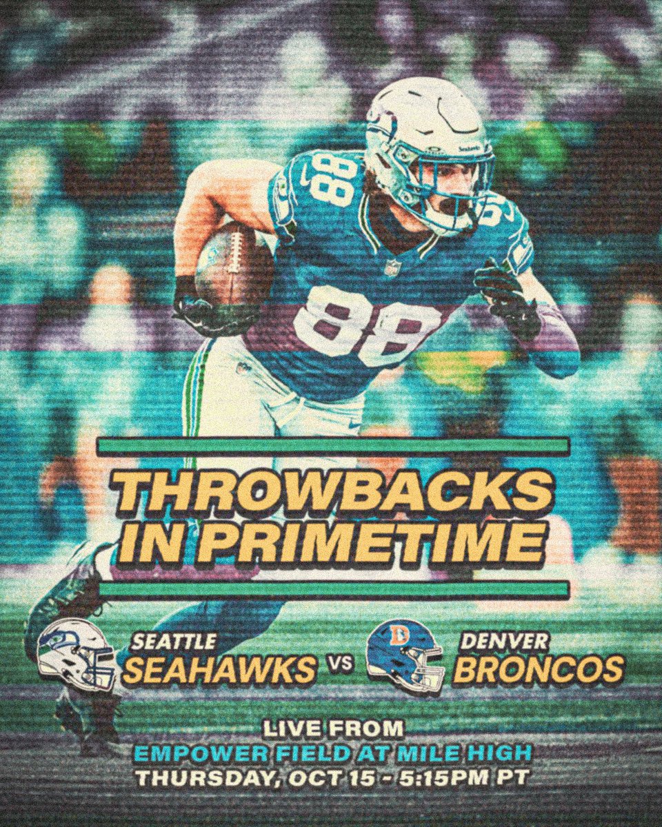fashion_nfl's tweet photo. Seahawks-Broncos.  Week 6.

THROWBACK THURSDAY NIGHT FOOTBALL ON PRIME VIDEO IS BACK.

What a time to be alive.  Alts on Amazon forever. https://t.co/Cf6wEhL89v