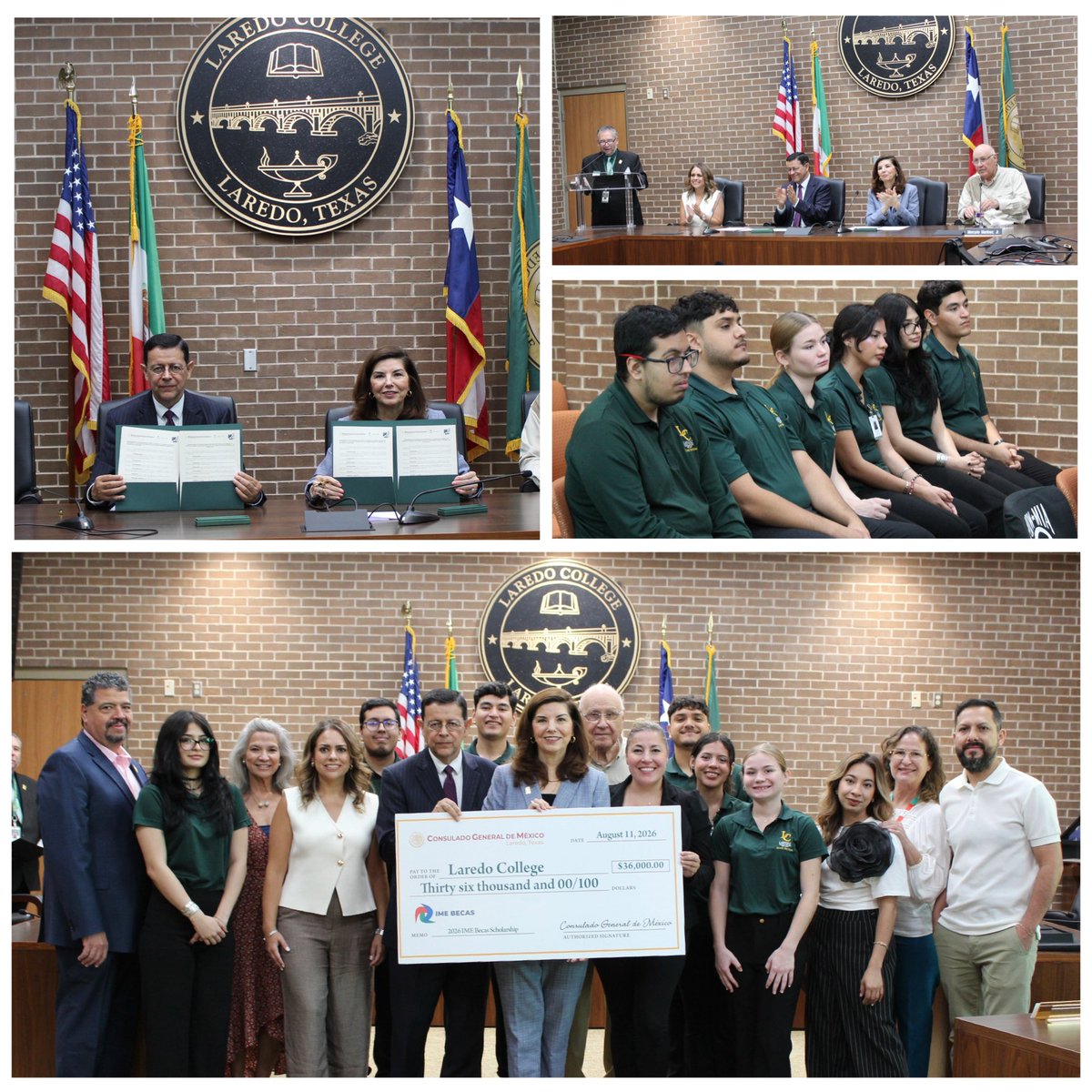 consulmexlaredo's tweet photo. Firmamos MoU con @laredopalominos en el marco del programa #IMMEBecas, por un monto total de 36 mil dólares para apoyar a estudiantes y contribuir a su continuidad educativa. Agradecemos al #ICMLaredo y @FemaTransportes por sus donativos y por sumarse a este esfuerzo.🎓 @IME_SRE https://t.co/hQZOr1S2ta