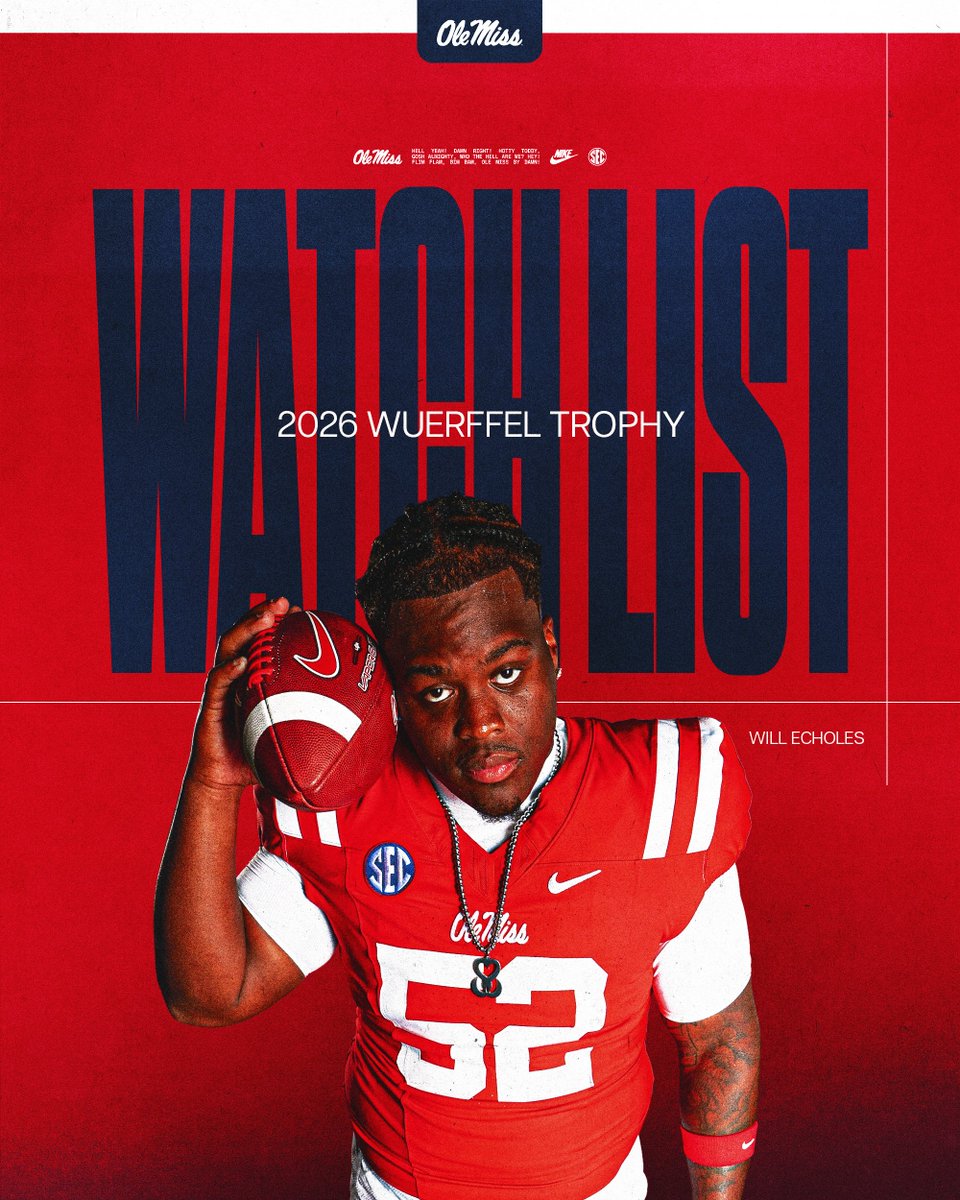 OleMissFB's tweet photo. Wuerffel Trophy Watch List 📈

@echoles_william https://t.co/09DS5p0y3W