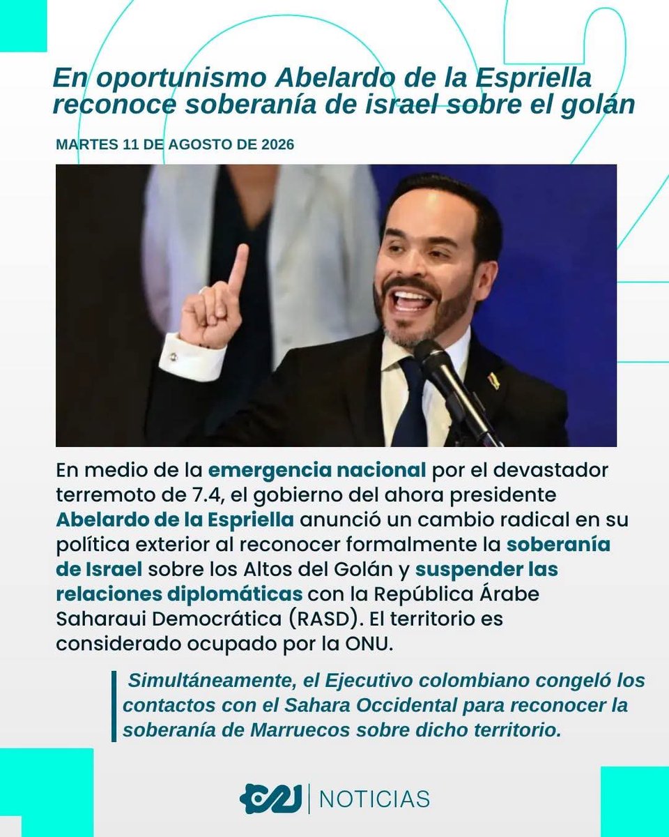 C21Noticias__'s tweet photo. 🌐 En medio de la emergencia por el sismo, el presidente Abelardo de la Espriella reconoció a favor de la soberanía de Israel sobre los Altos del Golán. https://t.co/nOx9469UkJ