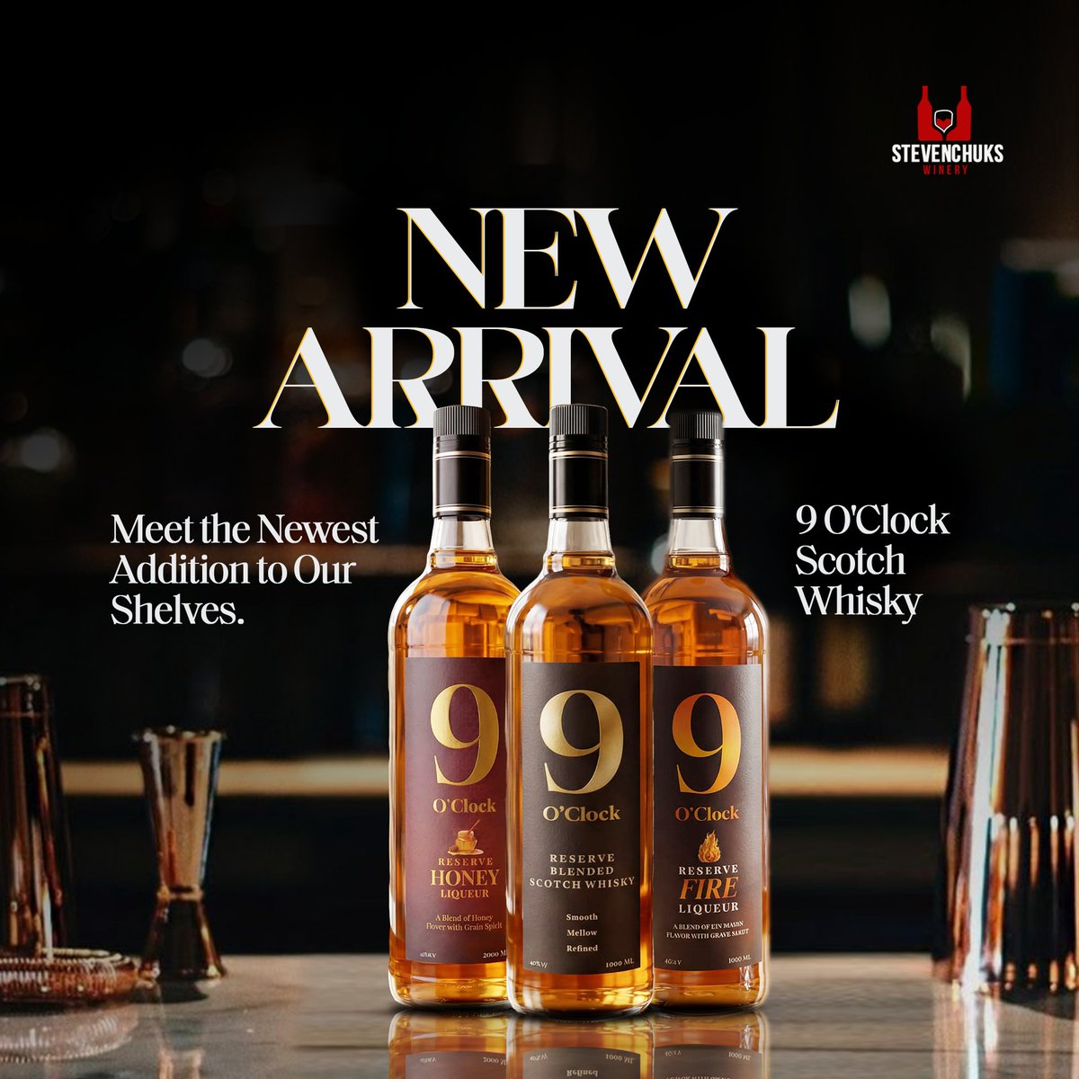 stevenchukswine's tweet photo. There's a new bottle in town.

Introducing 9 O'Clock Scotch Whisky, a smooth, mellow and refined Scotch crafted for those
who appreciate timeless character in every sip. https://t.co/pujrfCE3be