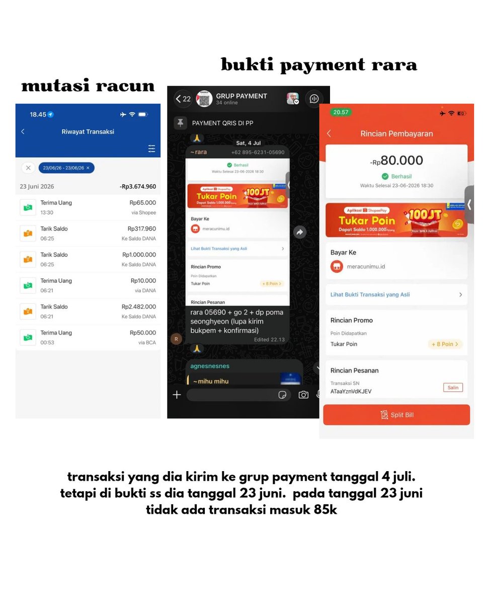 Meracunimu_id's tweet photo. ‼️BUKTI PEMALSUAN TRANSAKSI‼️ https://t.co/Gn8nyVX7Nm