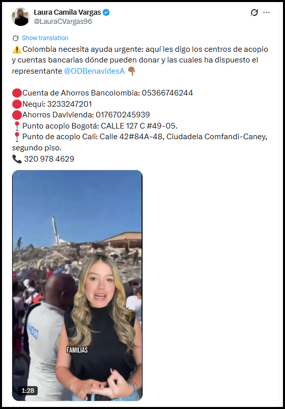 ghitis's tweet photo. ATENCIÓN
NO ENTREGUE DINERO EN CUENTAS PERSONALES PUES NADIE LE GARANTIZA QUE LLEGUE A LOS DAMNIFICADOS

Aprovechando la situación hay personas INESCRUPULOSAS que piden consignación de donaciones a cuentas PARTICULARES.

Abtenganse de entregar cualquier centavo a cuentas de particulares.

Si usted quiere y está en la capacidad de donar dinero, entréguelo solo a las cuentas OFICIALES ya sea Cruz Roja o las que disponga el Gobierno.