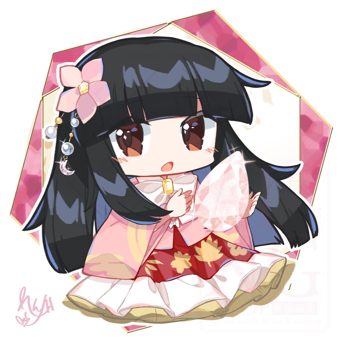 Renge_Kanatsuki's tweet photo. 🌙永夜抄22th＆錦上京1th記念イラスト💎￼【東方×天然石】

蓬莱山輝夜 × モルガナイト

石言葉：愛情、慈悲、清純

「蓬莱の玉の枝にも劣らない輝きね。これを難題に出したら誰か採って来てくれるかしら？」 https://t.co/Gx1x2qTjg2