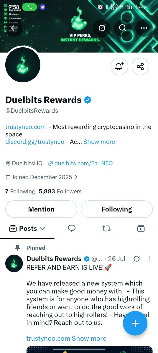 Ravan6025's tweet photo. @DuelbitsRewards All is well 😊 
Thanks 
 @ku @alonecooll1 https://t.co/zjdGmRXevI