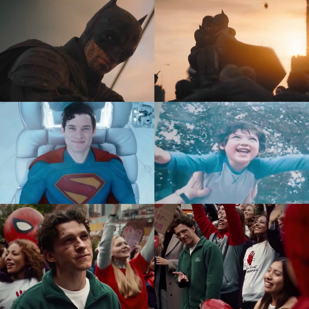 nightswayness's tweet photo. Batman, Superman &amp; Spiderman all having the most incredibly hopeful endings in their movies is everything to me 🥹❤️ https://t.co/8yMuQNSMt4