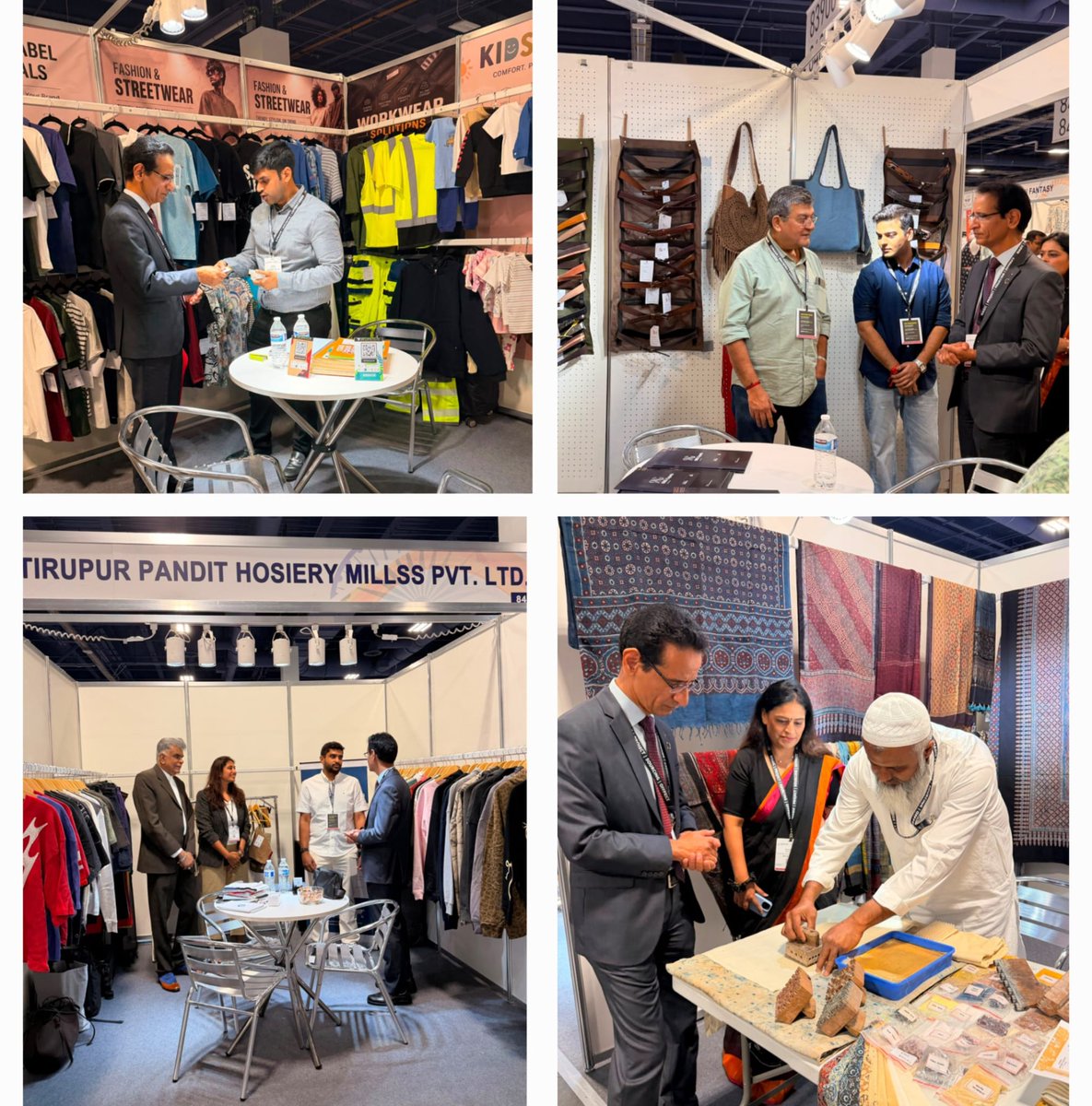 CGILosAngeles's tweet photo. Consul Kulwant Singh attended the opening of #IndiaPavilion at Sourcing at #MAGIC2026, where around 40 Indian exhibitors showcased #apparel alongside 65+ countries, with a strong focus on #contract #manufacturing, #private labels and #supplychain sourcing for #US buyers. The inaugural programme featured an exhibition walkthrough and interaction with participating #exporters, including #AEPC, The Indian Silk Export Promotion Council (#ISEPC), #EPCH and other export promotion councils. The pavilion showcased apparel, #silk handicrafts, home #furnishings, #leather accessories and other #handmade products to US #buyers, #retailers, #fashion houses and #design institutions.

@MEAIndia @IndianEmbassyUS @IndianDiplomacy @DoC_GoI @SOURCINGatMAGIC @MAGICMarketWeek @aepcindia @ISEPC1 @epchindia @TexMinIndia @handicraftsdc @pdexcil @drkjsrini 

#IndiaInUSA #IndiaInLA #SourcingAtMAGIC #MAGICLasVegas #IndianTextiles #IndianHandicrafts #MadeInIndia #FashionSourcing #GlobalSourcing #USIndiaTrade #CGILosAngeles